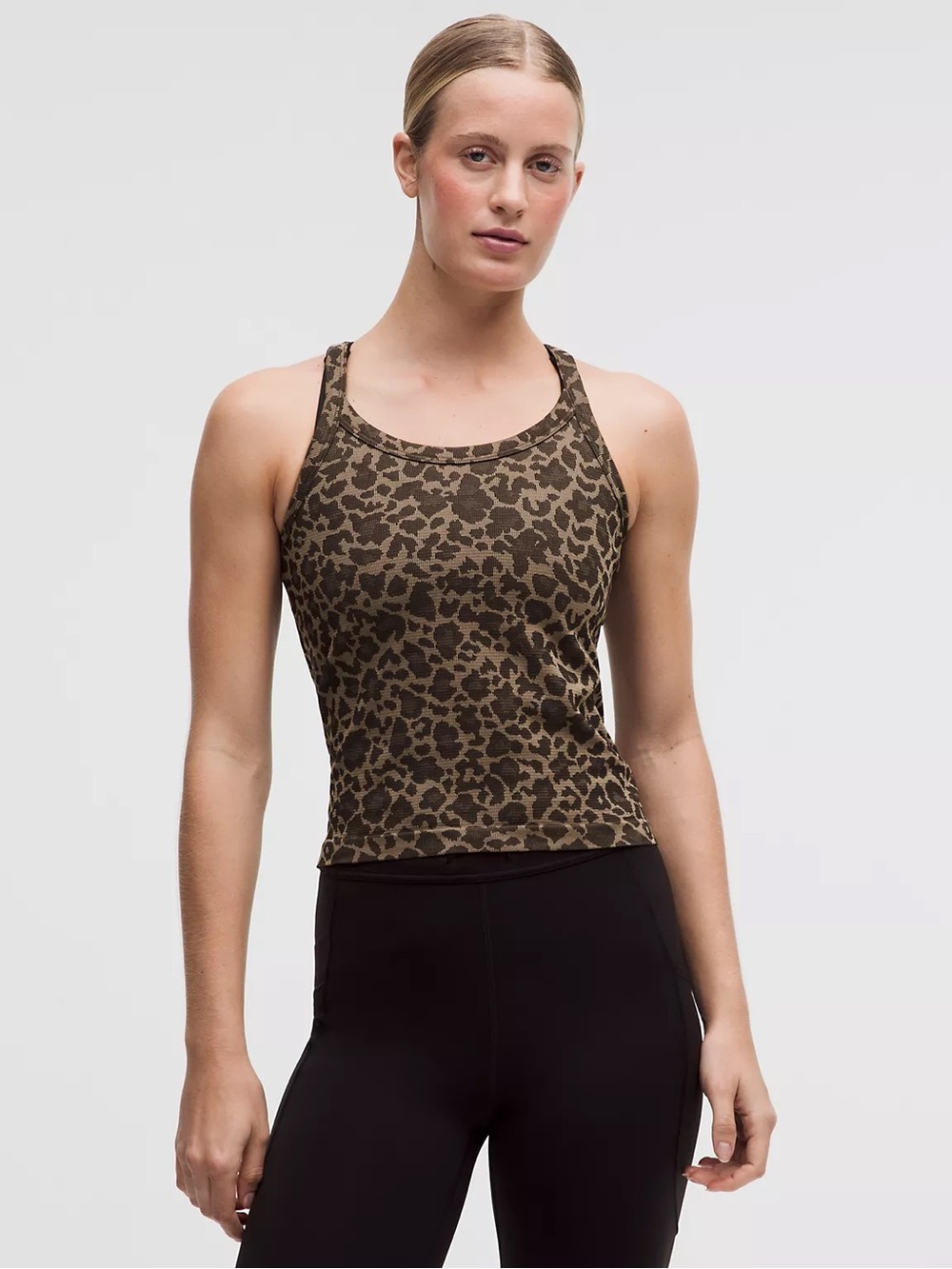 Lululemon Swiftly Cami Tank Top - Mesh True Leopard Chino/Night Brown, Size 6